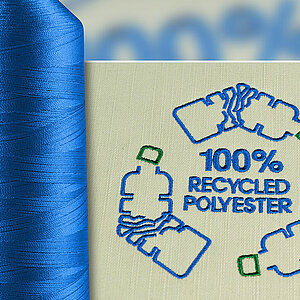 Polyneon Green cone detail and embroidery with 100% recycled polyester Polyneon Green cone detail and embroidery with 100% recycled polyester